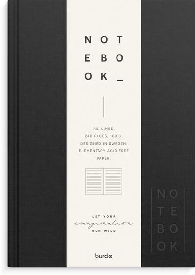 Burde Notizbuch Textil schwarz liniert A5
