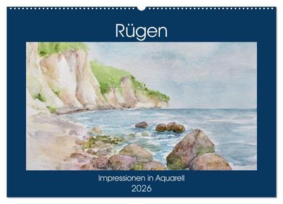 Rügen Impressionen in Aquarell (Wandkalender 2026 DIN A2 quer), CALVENDO Monatskalender