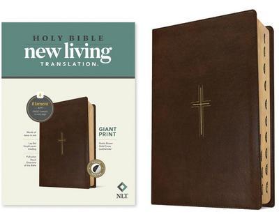 NLT Giant Print Bible, Filament Enabled (Leatherlike, Rustic Brown Gold Cross, Indexed, Red Letter)