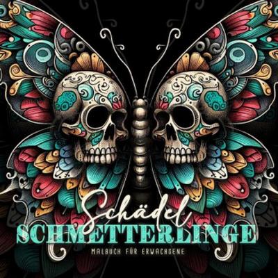 Schädel Schmetterlinge Malbuch für Erwachsene