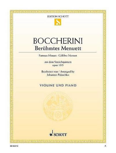 Berühmtes Menuett op.13,5für Violine und Klavier