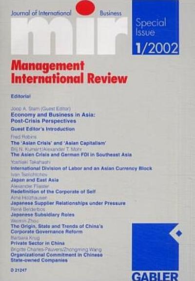 mir, Management International Review, Special Issue Economy and Business in Asia: Post-Crisis Perspectives