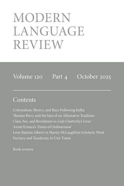 Modern Language Review (120.4) October 2025