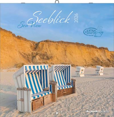 Seeblick 2026 - Broschürenkalender 30x30 cm (30x60 geöffnet) - Kalender mit Platz für Notizen - Sea View - Bildkalender - Wandplaner - Wandkalender