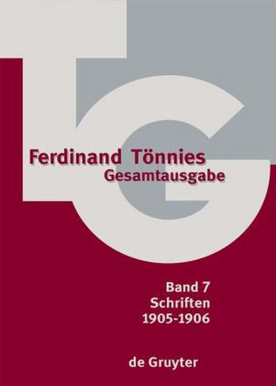 Ferdinand Tönnies: Gesamtausgabe (TG) 1905-1906