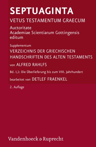 Verzeichnis der griechischen Handschriften des Alten Testaments