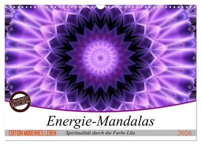 Energie - Mandalas, Spiritualität durch die Farbe Lila (Wandkalender 2026 DIN A3 quer), CALVENDO Monatskalender