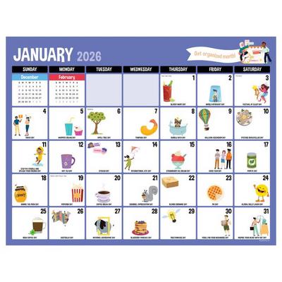 Cal 2026- Every Day’s a Holiday Large Desk Pad Monthly Blotter