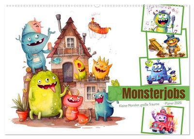Monsterjobs - Kleine Monster, große Träume (Wandkalender 2026 DIN A2 quer), CALVENDO Monatskalender