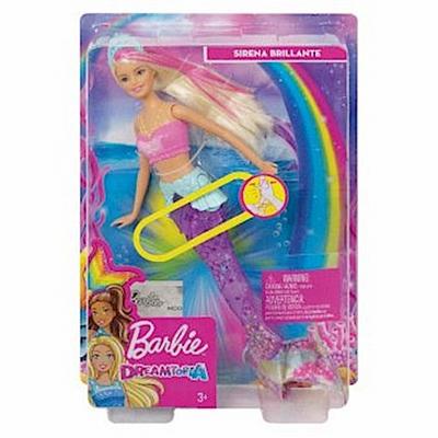 Barbie GFL82 - Dreamtopia Glitzerlicht Meerjungfrau mit blonden Haaren, Flosse mit Schwimmbewegungen und Licht, Spielzeug für die Badewanne, Puppen ab 3 Jahren