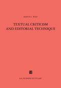 Textual Criticism And Editorial Technique