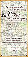 Die Elbe. Panoramakarte aus der Vogelschau