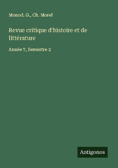 Revue critique d’histoire et de littérature
