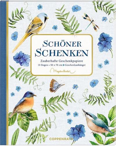 Geschenkpapier-Buch - Vogel blau
