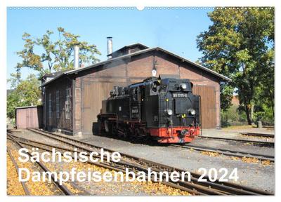 Sächsische Dampfeisenbahnen 2024 (Wandkalender 2024 DIN A2 quer), CALVENDO Monatskalender