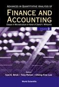 Advances In Quantitative Analysis Of Finance And Accounting (Vol. 3): Essays In Microstructure In Honor Of David K Whitcomb