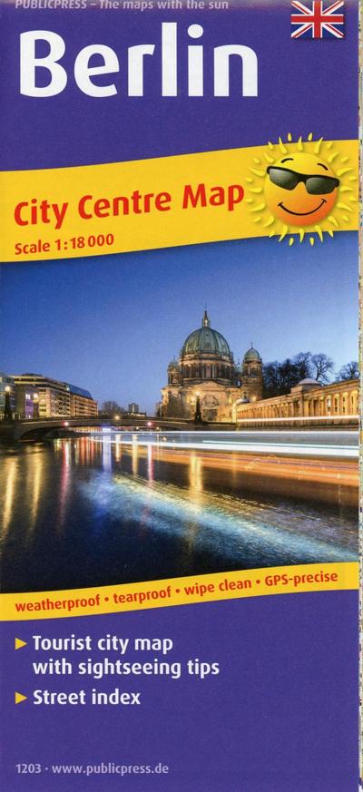 Berlin: Tourist City Centre map with sightseeing tips and Street index. 1:18000 (Stadtplan / SP)