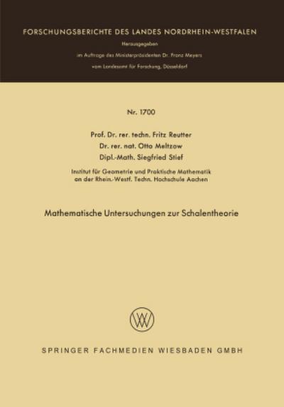 Mathematische Untersuchungen zur Schalentheorie