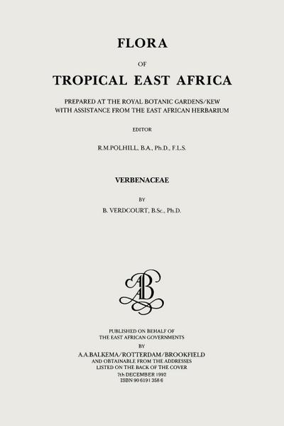 Flora of Tropical East Africa - Verbenaceae (1992)