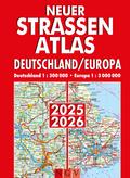 Neuer Straßenatlas Deutschland/Europa 2025/2026: Deutschland 1:300.000 | Europa 1:3.000.000 | Praktisch mit Spiralbindung