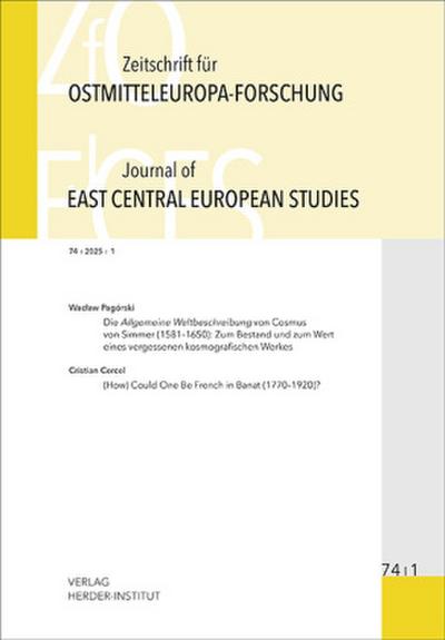 Zeitschrift für Ostmitteleuropa-Forschung (ZfO) 74/1 / Journal of East Central European Studies (JECES) 74/1