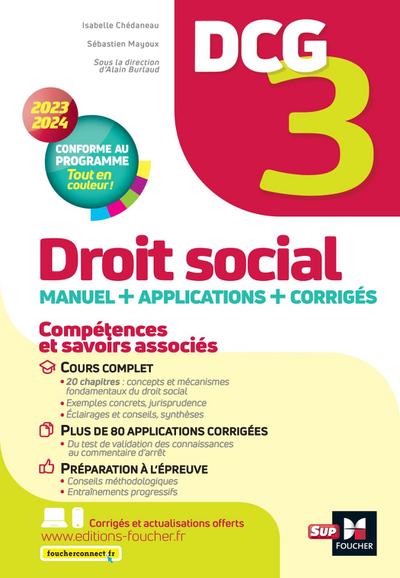 DCG 3 - Droit social - Manuel et applications - Millésime 2023-2024