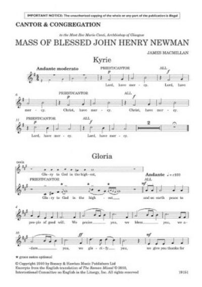 Mass of Blessed John Henry Newman, Chorstimme