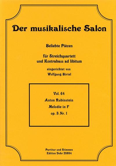 Melodie in F op.3,1 für Streichquartett,Kontrabass ad lib
