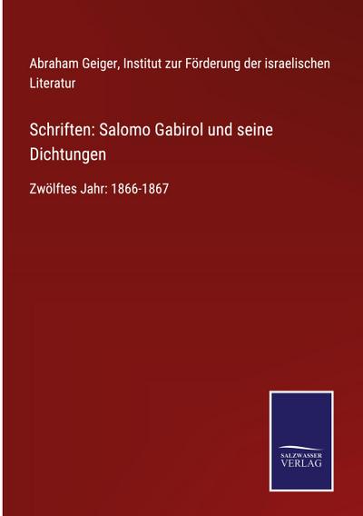 Schriften: Salomo Gabirol und seine Dichtungen