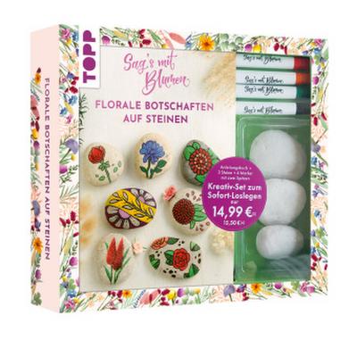 Kreativ-Set: Sag’s mit Blumen - Florale Botschaften auf Steinen. Mit Anleitungsbuch und Material