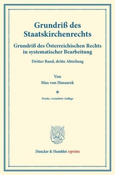 Grundriß des Staatskirchenrechts.