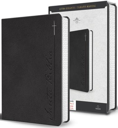 Biblia Rvr 1960 Letra Gigante, Símil Piel, Gris (Edición Cantos Pintados) / Spanish Bible Rvr 1960 Giant Print Handy Size Leathersoft Gray with Cross