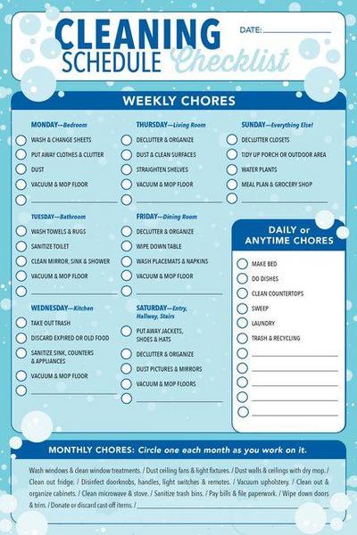 Cleaning Schedule Checklist Note Pad (60 Sheets)