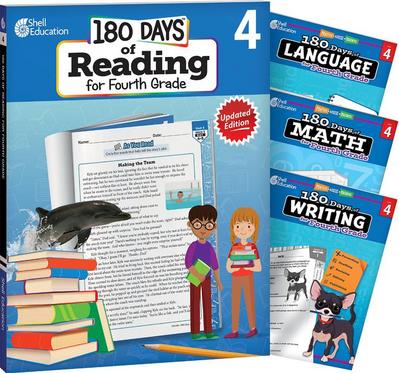 180 Days(tm) Reading, Math, Writing, & Language for Grade 4: 4-Book Set