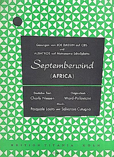 Septemberwind ( Africa ):für Klavier/Gesang/Gitarre