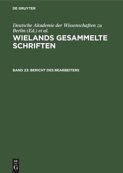 Bericht des Bearbeiters