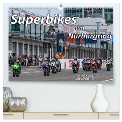 Superbikes am Nürburgring (hochwertiger Premium Wandkalender 2024 DIN A2 quer), Kunstdruck in Hochglanz