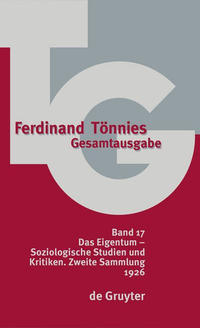 Ferdinand Tönnies: Gesamtausgabe (TG) 1926