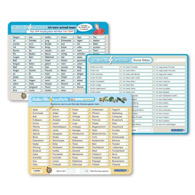 3 Blitzlesekarten im Set - 200 häufigste Wörter - Sätze - Suchwörter