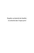EnquEtes au domicile des familles: la recherche dans l’espac