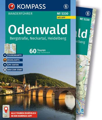 KOMPASS Wanderführer Odenwald, Bergstraße, Neckartal, Heidelberg, 60 Touren mit Extra-Tourenkarte