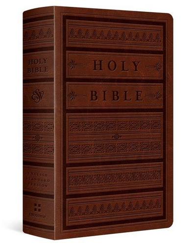 ESV Giant Print Personal Size Bible, Red Letter (Trutone, Brown, Engraved Mantel Design)