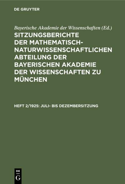 Juli- bis Dezembersitzung