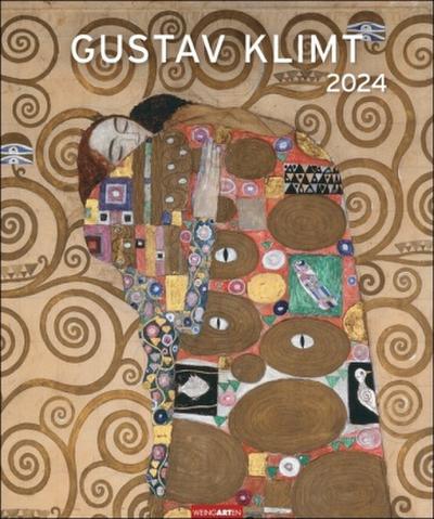 Gustav Klimt Edition Kalender 2024. Hochwertiger Wandkalender mit den detailreichen und eleganten Gemälden des Wiener Jugendstils. Großer Kunst-Kalender 2024. 46x55 cm.