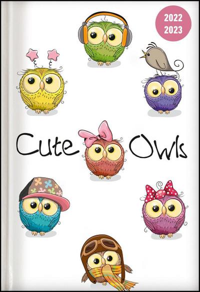 Collegetimer Cute Owls 2022/2023 - Schüler-Kalender A5 (15x21 cm) - Eule - Day By Day - 352 Seiten - Terminplaner - Notizbuch - Alpha Edition