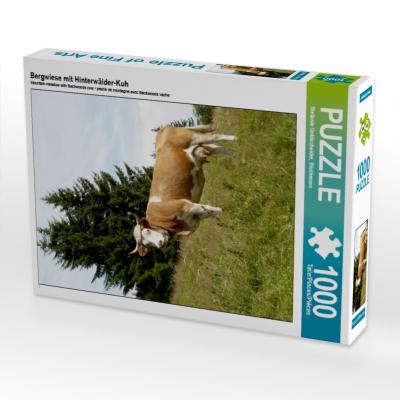 CALVENDO Puzzle Bergwiese mit Hinterwälder-Kuh 1000 Teile Lege-Größe 64 x 48 cm Foto-Puzzle Bild von Stefanie Goldscheider