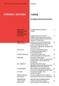 Kritische Berichte : Zeitschrift für Kunst-                                                  und Kulturwissenschaften / Jahrgang 51, Heft                                                  1.2023
