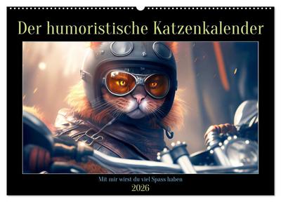 Der humoristische Katzen Kalender (Wandkalender 2026 DIN A2 quer), CALVENDO Monatskalender