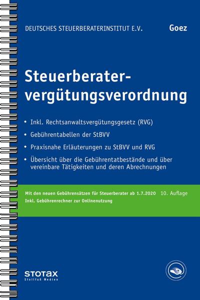 Steuerberatervergütungsverordnung, m.  Buch, m.  Online-Zugang