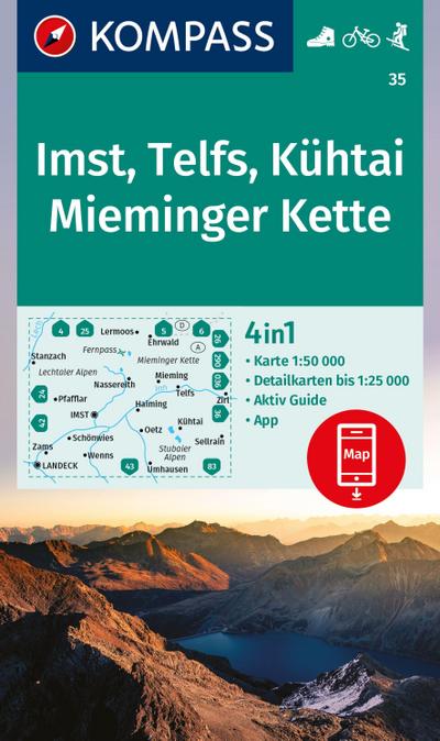 KOMPASS Wanderkarte 35 Imst, Telfs, Kühtai, Mieminger Kette 1:50.000 